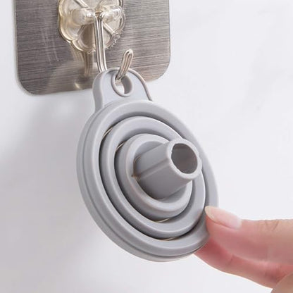 3PCS Silicone Collapsible Funnels Set for Kitchen Use Compact and Portable Liquid Transfer Tool, Grey - color: 3 Shades Of Gray