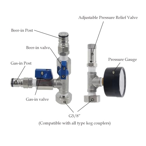 Home Brewing Ball Lock Conical to Commercial Keg Pressure Transfer Kit Oxygen Free Closed Pressure Transferring Beer from Fermenter to a Keg Brewing Accessories(NO Coupler) - color: No Coupler