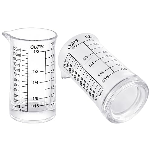 Ackers 4oz Glass Measuring Cup – Shot Glass with Ounce,Ml,Cups Markings for Kitchen & Bar(Pack of 2) - color: Black(Pack of 2)