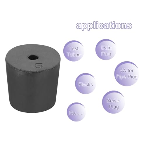 MECCANIXITY Rubber Tapered Plug 23mm to 26mm Solid Test Tubes Bungs Stopper with Hole Black for Lab Home 16 Pieces - size: 23mm-26mm