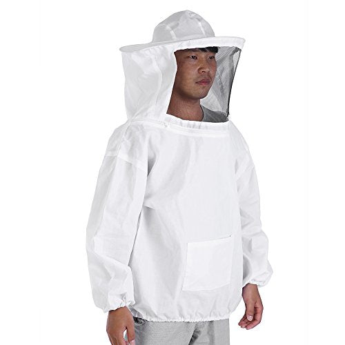 Beekeeping Protective Jacket Suit for Adult Beekeepers – Soft, Sturdy & Comfortable White Full-Body Coverall with Elastic Cuffs and Ventilated Hood, Fit for Standard Beekeeping Tools