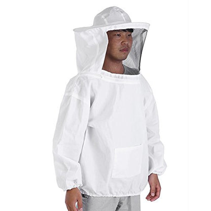 Beekeeping Protective Jacket Suit for Adult Beekeepers – Soft, Sturdy & Comfortable White Full-Body Coverall with Elastic Cuffs and Ventilated Hood, Fit for Standard Beekeeping Tools