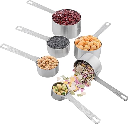 Measuring Cups and Spoons Set 14, Metric & US 18/8 Stainless Steel Measuring Cups and Spoons Set, Dry & Liquid Metal 6 Measure Cups & 7 Measure Spoons w/Leveler for Kitchen & Baking - color: Siliver