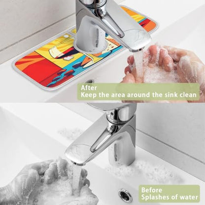 Kitchen Sink Splash Guard Cheese Wine Sink Water Splash Guard Absorbent Fast Drying Sink Mat Washable Dish Drying Mat 15x5.4"