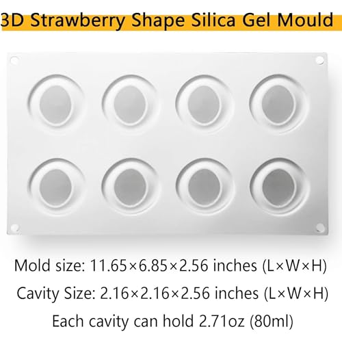 OCPO KITCHEN Strawberry Silicone Mold for Baking Mousse Cake, Fruit French Dessert, Pastry, Chocolate, Ice Cream Mould, Cake Decoration Mold, 3D Strawberry Shape (8-Cavity) - style: Strawberry (8-Cavity)
