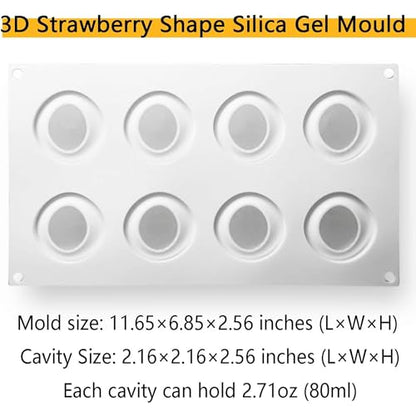 OCPO KITCHEN Strawberry Silicone Mold for Baking Mousse Cake, Fruit French Dessert, Pastry, Chocolate, Ice Cream Mould, Cake Decoration Mold, 3D Strawberry Shape (8-Cavity) - style: Strawberry (8-Cavity)