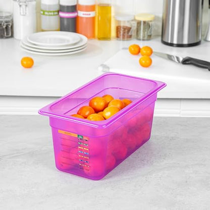 Restaurantware Food Storage Container 1 Pack of 5.6 qt Plastic Stackable Microwave-Safe Bin Dishwasher Safe Freezer Safe Purple Containers for Kitchen Storage - size: 1/3 Size