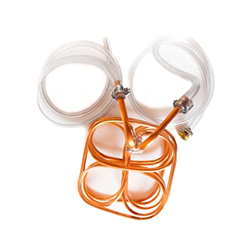 Craft A Brew - Clover Wort Immersion Chiller - For Home Brewing - Includes Copper Immersion Coil, Two Vinyl Tubing Leads, Hose Adapter, and Stainless Steel Worm Clamps - Made in USA - 5 Gallon - size: 5 Gallon