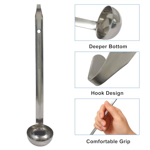 Hitefu 3 Pcs Stainless Steel Soup Ladle Set, 1 oz | Pouring Rim, Long Hooked Handles, For Cooking & Serving, Soup, Sauce, Stews - size: 1 oz
