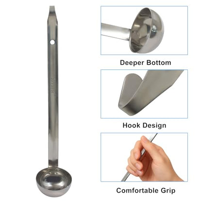 Hitefu 3 Pcs Stainless Steel Soup Ladle Set, 1 oz | Pouring Rim, Long Hooked Handles, For Cooking & Serving, Soup, Sauce, Stews - size: 1 oz