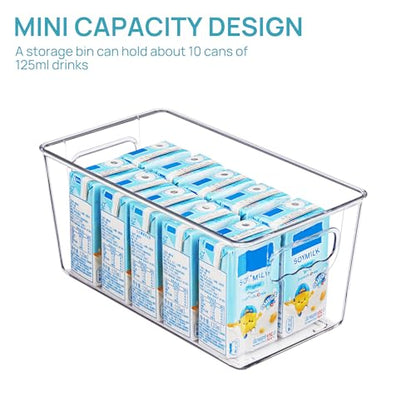 Vtopmart Clear Plastic Storage Bins, 6 PCS Pantry Organizer Bins with Handle for Refrigerator, Fridge, Cabinet, Kitchen, Countertops, Cupboard, Freezer Organization and Storage, Small - size: S(9.3"×5.2"×4.3")