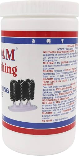 Nu-Foam Glass Washing Powder - Detergent for Bar Glassware – Original Streak-Free Solution - Hand Washing Bar, Tavern, Brewery Supplies - Concentrated 2 Lb Jar - style: 32 Ounce (Pack of 1)