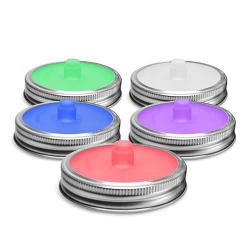 8pcs 86mm Silicone Waterless Airlock Fermentation Lid With Metal Ring For Wide Mouth Mason Jar For Sauerkraut Fermented Kitchen Tool(Red) - color: Red