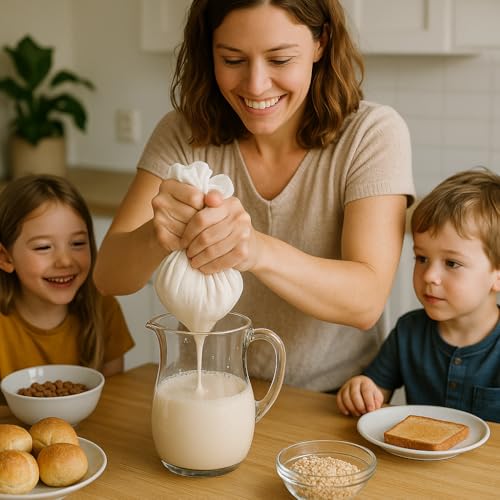 Kimmama Nut Milk Bag, Food Straining Bag, Nylon, 7.9 x 11.8", 4 Pack | Cheese Cloth Bag, Straining Fruit Juice, Tofu, Almond