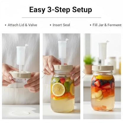4 Pack Fermentation Kit for Wide Mason Jars, Masontops Fermentation Sauerkraut Pickling Kit with 4 Glass Fermentation Weights, 4 Fermenting Lids with Time Recorder & Airlocks (Jars Not Included)