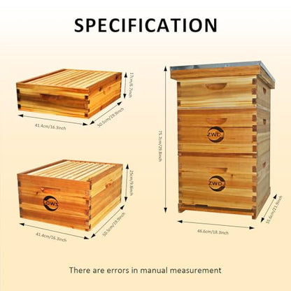 10 Frame Beehive Kit with Beeswax Coated Frames, Complete Langstroth Beehive for Beekeeping, Includes Waxed Foundation, 2 Deep Boxes and 1 Medium Box for Honey Production - size: 10 Frame Beehive Kit
