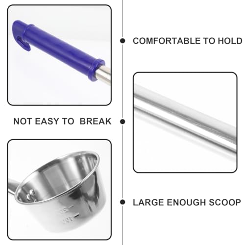 Stainless Steel Long Handle Water Ladle with Hook Handle - Water Dipper Deep Bowl Kitchen Spoon for Serving Soup 18.7 Inch