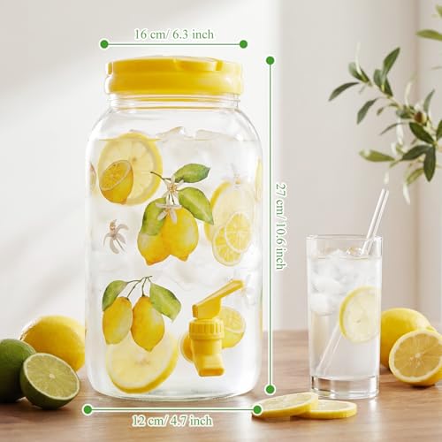 Havawish 2 Pcs 1 Gallon Plastic Beverage Dispenser with Spigot Clear Summer Kitchen Fridge Drink Dispenser for Parties Lemonade Juice Tea Beer Cold Water(Yellow,Classic) - color: Yellow, style: Classic