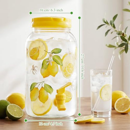 Havawish 2 Pcs 1 Gallon Plastic Beverage Dispenser with Spigot Clear Summer Kitchen Fridge Drink Dispenser for Parties Lemonade Juice Tea Beer Cold Water(Yellow,Classic) - color: Yellow, style: Classic