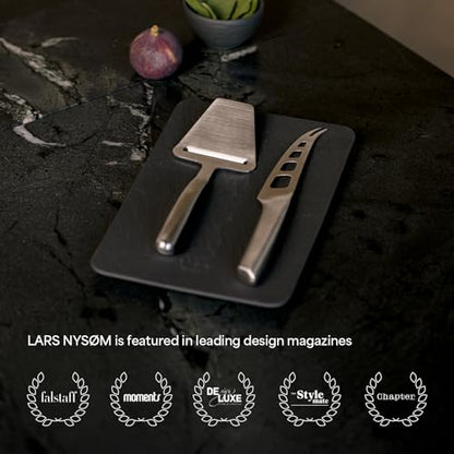 LARS NYSØM Cheese Slicer and Knife Set 2 pcs. I Cheese Knife Set & Cutter Made of Stainless Steel (Carbon Black) - color: Carbon Black, size: 10.2"
