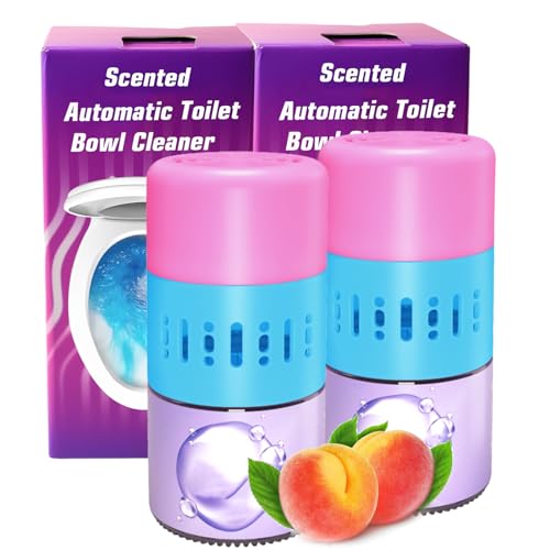 Automatic Scented Toilet Bowl Cleaner Bottle,2 pack, Long Lasting Bathroom Toilet Tank Cleaner Pods Tablets In Bottles With Powerful Cleaning (PINK 2 Pack) - color: PINK 2 Pack