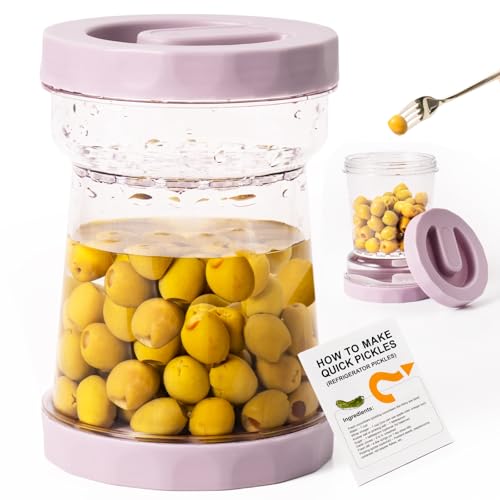 Pickle Jar with Strainer, 38oz Airtight Pickle Container for Olives | Tritan Flip-Strainer Pickle Keeper, Pickle Organizer for Pickles, Kimchi, Jalapeños & Refrigerator Storage, BPA-Free