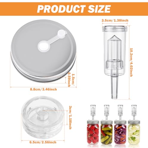 Fermentation Kit for Wide Mouth Jar, Pickling and Sauerkraut Kit with Glass Fermentation Weights Fermenting Lids Airlocks Silicone Gaskets for Pickles (Jar not included)