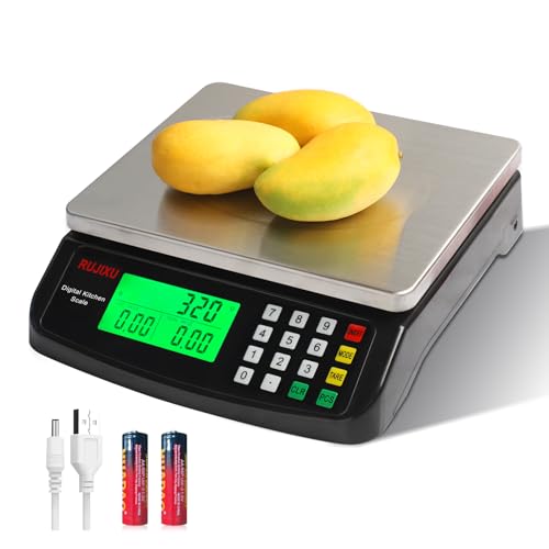 Large Digital Kitchen Scale Black 30kg/66lb Commercial Food Scale Stainless Steel with LCD Display Price Computing Scale for Restaurant Baking Bread Meat Prep Counting Scale for Parts and Coins - color: BLACK 30KG