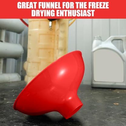 Vesici Extra Large Wide Mouth Funnel 2.5" x 10" Multi Purpose Filling Funnel Plastic Reusable for Water Softener Resin Tanks Carbon Media Jar Filling Use(Red,2 Pack) - color: Red