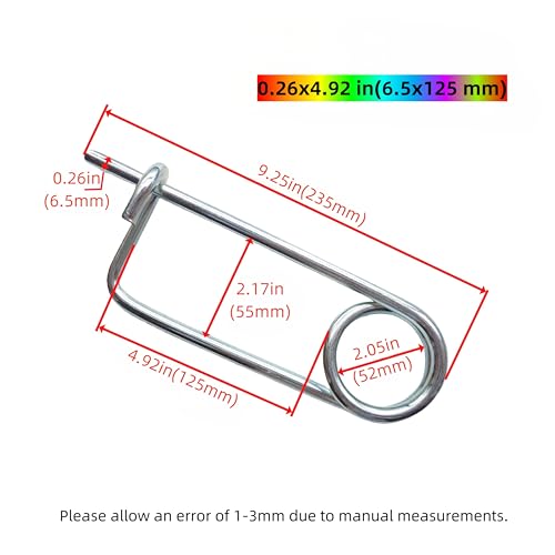 Steel Brooch Shape Open Safety pin Spring pin, Quick Lock line Lock pin Locking Fasteners for Farm Lawn Garden Hooks (0.26x4.92 in(6.5x125 mm)-2Pcs) - size: 0.26x4.92 in(6.5x125 mm)-2Pcs