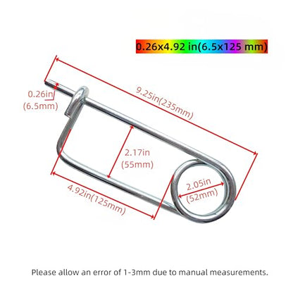 Steel Brooch Shape Open Safety pin Spring pin, Quick Lock line Lock pin Locking Fasteners for Farm Lawn Garden Hooks (0.26x4.92 in(6.5x125 mm)-2Pcs) - size: 0.26x4.92 in(6.5x125 mm)-2Pcs