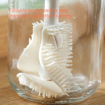 Bottle Brush Cleaner Set with Long Handle for Hydro Flasks, Sports Bottles, Narrow Neck Containers, White