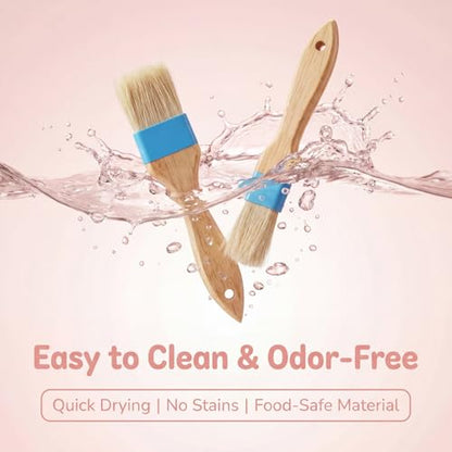 Pastry Basting Brush Food Brushes Heat Resistant Wooden Handle Pastry Brushes for Baking BBQ Brush for Cooking Butter Egg Wash Glazing Oil Sauce (1/1.5-2PCS)