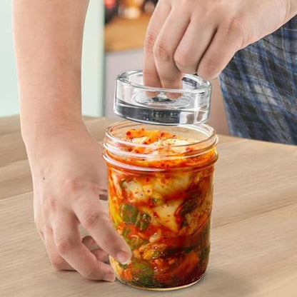 4 Pack Glass Fermentation Weights with Grip Handle, Fermentation Weights, Easy Grip Handle for Wide Mouth Mason Jars, Glass Weights for Fermenting