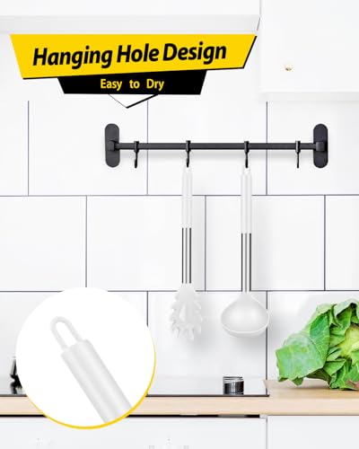 Silicone Pasta Fork and Ladle Spoon Set, Large Non Stick Kitchen Utensils for Cooking,Stirring,Serving Spaghetti, Soup, Sauce (WHITE) - color: White