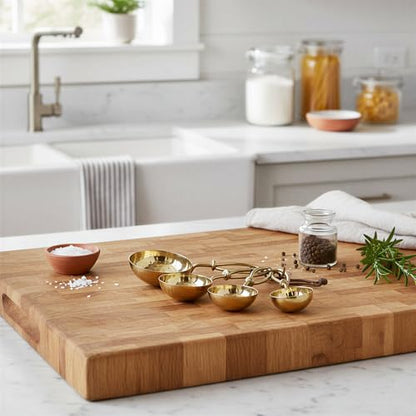 Creative Co-Op Set of 4 Hammered Stainless Steel Scoops, Gold Finish - color: Brass