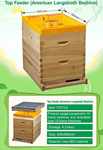 Beehive Top Feeder with 6-Way Water Access Extra Full Spare Parts - 1.2 Gallon Water Top Feeder for Langstroth 10 Frame Beehive