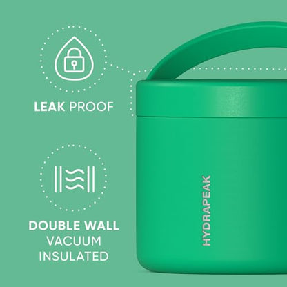 Hydrapeak 18oz Stainless Steel Vacuum Insulated Food Jar | Hot Food and Cold Food, Wide Mouth Leak-Proof Soup for Adults, 10 Hours Hot and 16 Hours Cold (Jade) - color: Jade, size: 18 Ounces