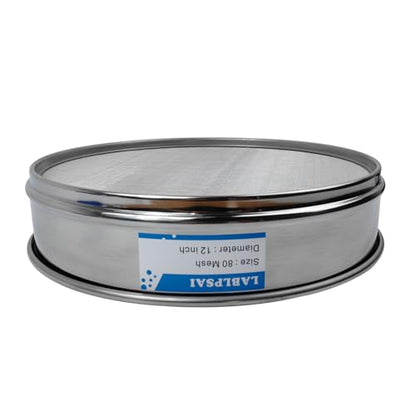 80 Mesh Lab Sieves 12" Diameter 304 Stainless Steel Wire Cloth Test Sieve for Industrial Laboratory Home - size: 80 mesh