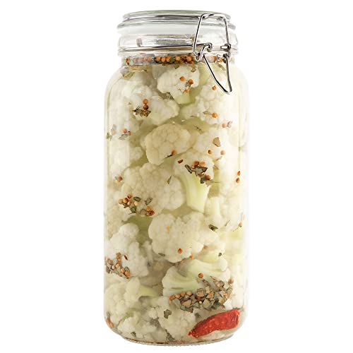 Glass Jars with Airtight Lids Food Storage Jars Leak Proof Canisters with Clear Preserving Seal Wire Clip Fastening for Kitchen Canning Pickling [67 oz]