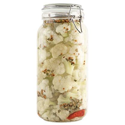 Glass Jars with Airtight Lids Food Storage Jars Leak Proof Canisters with Clear Preserving Seal Wire Clip Fastening for Kitchen Canning Pickling [67 oz]