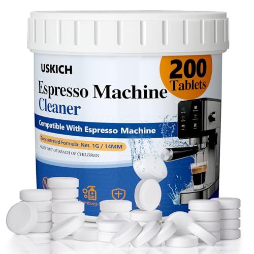 Espresso Machine Cleaning Tablets Descaling -200 Tablets, Compatible with Breville Barista Express, Gaggia, Delonghi, Jura, Philips - Universal Coffee Machine Cleaner Solution for Espresso Machines - size: 1 Count (Pack of 200)