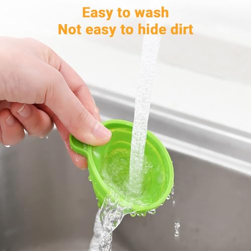 KUFUNG Kitchen Funnel Set 4 Pack - Food Grade Silicone Funnels for Kitchen Use, Filling Bottles - Small Funnel, Space-Saving Design - Easy to Clean and Store