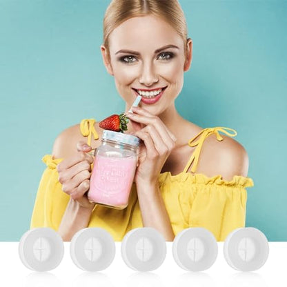 20 Pcs Silicone Straw Hole Cover Mason Jar Lid Straw Hole Hrommets Cross Drink Mug Lids Straw Stopper Plug Silicone Mason Jar Lids Plug 0.7inch Diameter - color: A