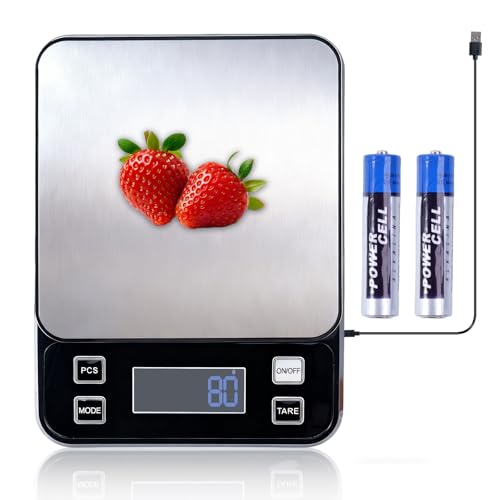 IP67 Waterproof Digital Kitchen Scale, 5kg/11lb Capacity with 0.1g Precision, Kitchen Scales for Food,USB Rechargeable Battery & 5 Units Conversion for Cooking, Baking - Food Scale - size: 0.1g/5kg Rechargeable