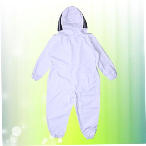 Outanaya Elastic Cuffs Removable Veil Beekeeping Suit Full Body Professional Grade XXL White
