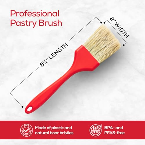 King Arthur Baking Company Professional Pastry Brush, Natural Boar Bristles, 2-Inch, For Butter, Egg Wash, Glaze And Baking Prep (Pack of 2) - size: 2-Inch (Pack of 2)