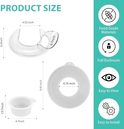 Pouring Shield and Mixer Bowl Cover Compatible with Kitchenaid 6-7QT Bowl-Lift Stand Mixers Accessories and Attachments, Splatter Guard for Stainless Steel Mixer Bowl to Prevent Spilling - size: For 6-7QT Mixer