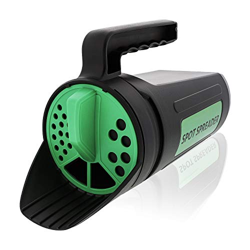 Hand Spreader Shaker for Seed, Salt, De-Icer, Ice Melt, Earth Food and Fertilizer - Multiple Opening Sizes for Any Need - Up to 80 Oz | Multiple opening sizes dispense grass seed, garden products, fertilizer, and granular materials