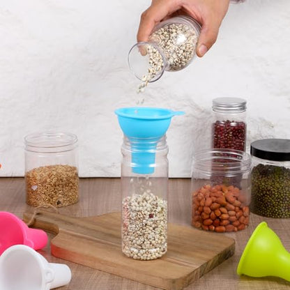 6 Pcs Silicone Kitchen Funnel Set, Wide Mouth Funnel Flexible Canning Silicone Funnels for Filling Bottles Oil Water Home Restaurant Jars Cans, 3.2 x 1 Inch (Multi Color)